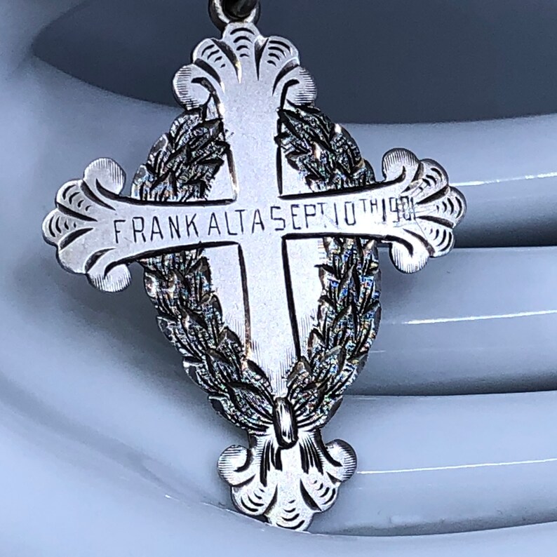 Ellis Sterling Memorial Cross Pendant Frank Slide Alberta Sept 10 1901 Canadian Historical