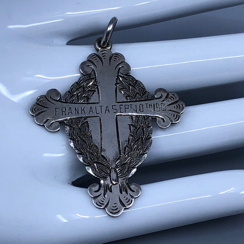 Ellis Sterling Memorial Cross Pendant Frank Slide Alberta Sept 10 1901 Canadian Historical