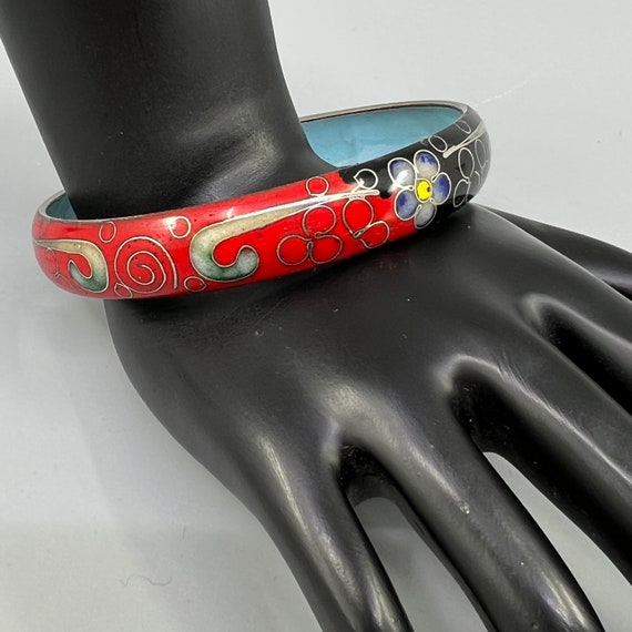 Chinese Export Cloisonné Bangle Floral Scroll Mot… - image 3