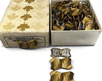 Whole Box H Shiller Inc Celluloid Clasps Buckles Golden Tones in Original Box