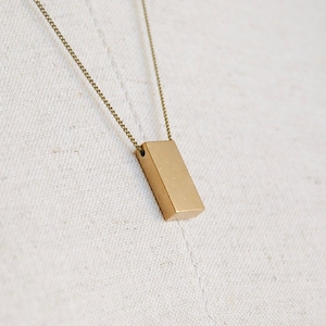 Wide Bar Necklace Geometric Rectangle Pendant Industrial Metal Jewelry Modern Minimal Design image 2