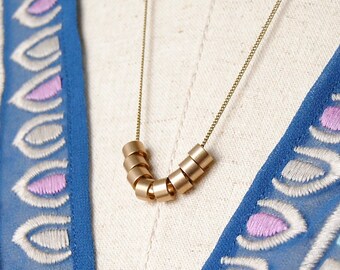 Brass Beads Necklace | Minimal Jewelry | Geometric Pendant