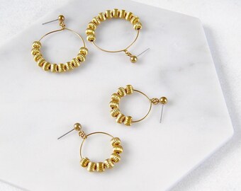 Small Boho Hoops | Brass Dangle Earrings | Modern Hippie Jewelry