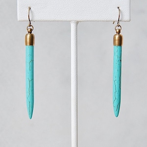 Turquoise Spike Earrings | Boho chic dangles | Natural howlite stone beads