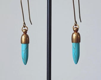 Stone Drop Earrings | Long & Lightweight Howlite Dangles | Minimal Everyday Turquoise Jewelry