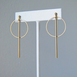 Circle and Bar Earrings | Simple and Minimal Stud Dangles