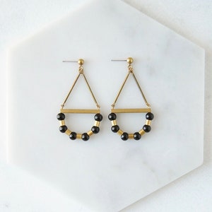 Art Deco Earrings | Modern minimal jewelry | Black beaded earrings | Statement jewelry for women