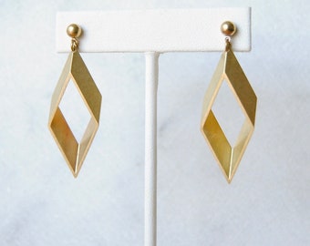 Orecchini a rombo / Minimal Brass Diamond Dangles / Gold Stud Drops