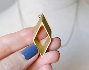 Rhombus Necklace | Gift For Math Teacher or Geometry Geek | Minimal Brass Diamond Necklace