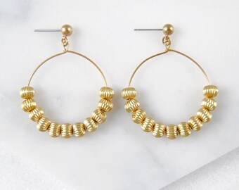 Large Boho Hoops | Big Beaded Statement Earrings