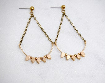 Dainty Diamond Drops | Minimal Geometric Jewelry | Delicate Brass Arc Earrings