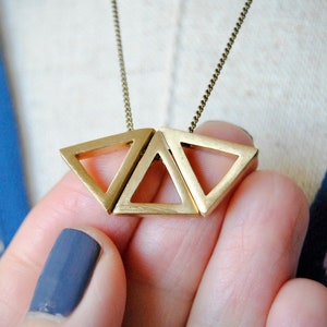 Three Triangles Necklace | Gold Geometric | Boho Jewelry for Her