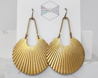 Large Sundown Earrings | Boho Brass Arcs | Modern Statement Earrings | Art Deco Dangles