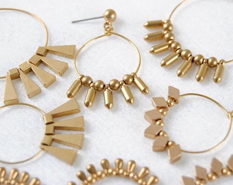 Bullet Fringe Earrings | Bohemian Dangles | Modern Gold Hoops