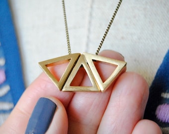 Three Triangles Necklace | Gold Geometric | Boho Jewelry for Her