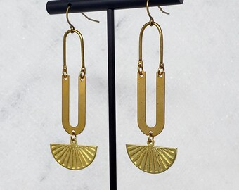 Sun Spirit Earrings | Boho Chic Dangles | Skinny Drop Earrings | Brass Sun Charms