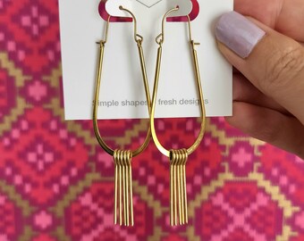 Modern Fringe Drop Earrings | Structural Dangles | Industrial Brass Jewelry