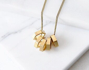 Raw Hex Necklace | Minimal Geometric Gold Pendant