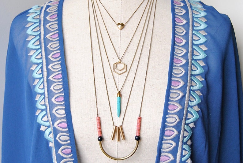 Paired Hexagons Necklace  Minimal Geometric Pendant  Modern image 3