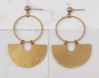 Formation Earrings | Modern Brass Arcs | Crescent Earrings | Gold Semicircles | Boho Jewelry