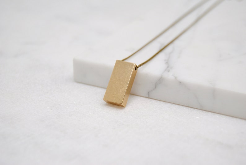 Wide Bar Necklace Geometric Rectangle Pendant Industrial | Etsy