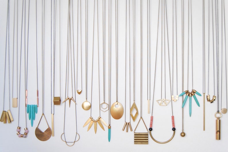 Paired Hexagons Necklace  Minimal Geometric Pendant  Modern image 10