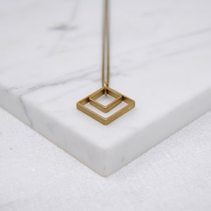 Paired Squares Necklace Minimal Geometric Jewelry Everyday Necklace image 5