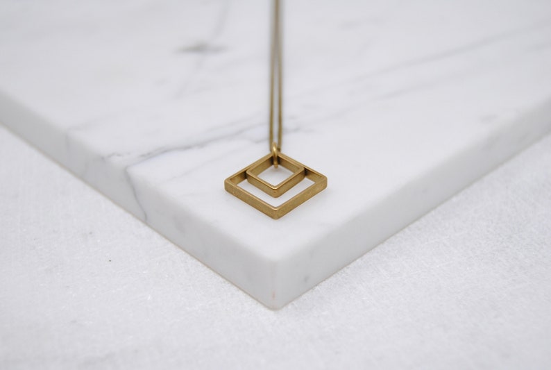 Paired Squares Necklace Minimal Geometric Jewelry Everyday Necklace image 5