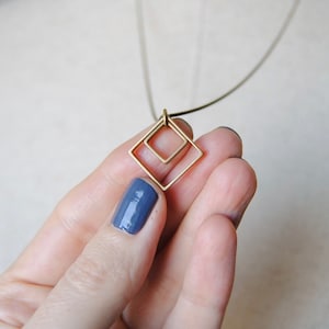 Paired Squares Necklace Minimal Geometric Jewelry Everyday Necklace image 3