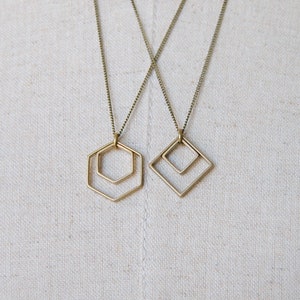 Paired Squares Necklace Minimal Geometric Jewelry Everyday Necklace image 8