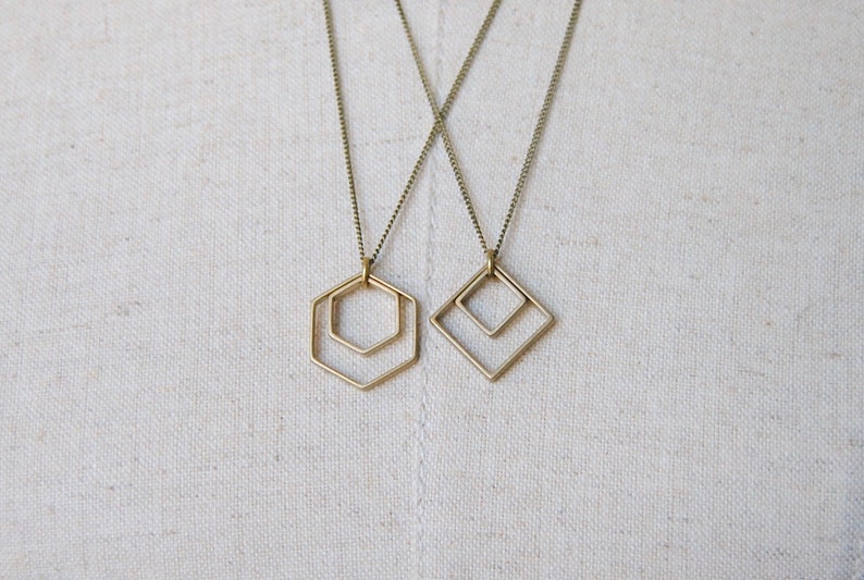 Paired Squares Necklace Minimal Geometric Jewelry Everyday Necklace image 8