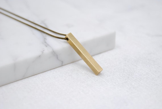 Long Brass Bar and Silver Layering Necklace Long Brass Bar and Silver Layering Necklace