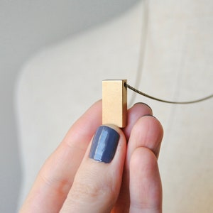 Wide Bar Necklace Geometric Rectangle Pendant Industrial Metal Jewelry Modern Minimal Design image 3