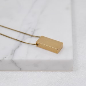 Wide Bar Necklace Geometric Rectangle Pendant Industrial Metal Jewelry Modern Minimal Design image 5