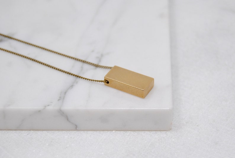 Wide Bar Necklace Geometric Rectangle Pendant Industrial Metal Jewelry Modern Minimal Design image 5