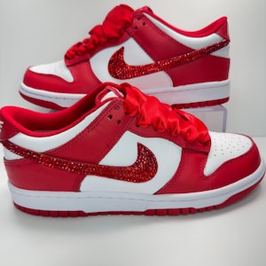 Nike Red Dunks Bedazzled Bling Rhinestone Sneakers Embellished Shoes Birthday Party Wedding Customized Gifts Kids Women Men Teens Quince