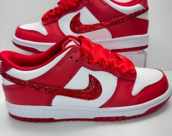 Nike Red Dunks Bedazzled Bling Rhinestone Sneakers Embellished Shoes Birthday Party Wedding Customized Gifts Kids Women Men Teens Quince