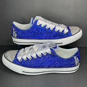 Custom Los Angeles Dodgers Baseball Classic Converse Bedazzled Bling Rhinestone Embellished Handmade Customized Gifts For Her Mom