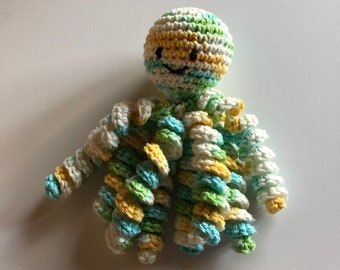 Crochet Octopus for Preemies, Crochet Octopus for Babies in Variegated Green, Blue and Yellow Color, Crochet Amigurumi, NICU Octopus