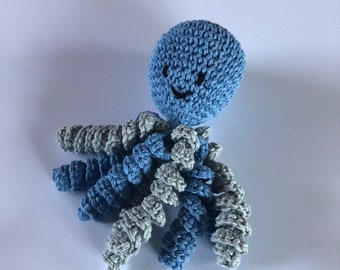 Crochet Octopus for Preemies, Crochet Octopus for Babies in Blue and Gray, Crochet Amigurumi, NICU Octop