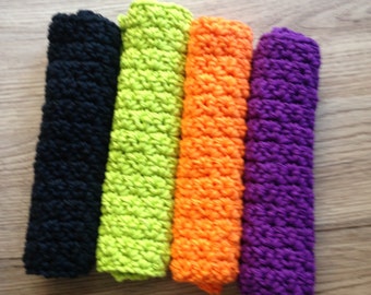 Cotton crochet dishcloth, cotton washcloth, cotton dishrag, set of 4, the Halloween collection