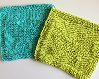 Set of two dish cloth wash cloth - butterflies in green and light teal
