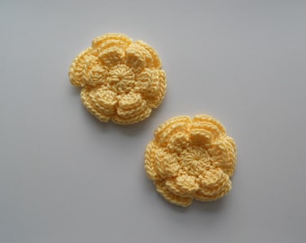 Crochet flower applique in yellow