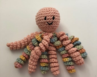 Crochet Octopus for Preemies, Crochet Octopus for Babies in Light Peach Color and variegated peach, Crochet Amigurumi