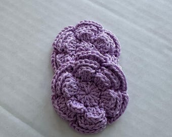 Big crochet flower appliqué in yellow cotton - triple layered