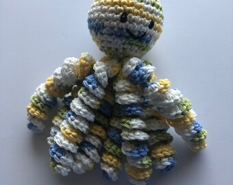 Crochet Octopus for Preemies, Crochet Octopus for Babies in Variegated Green, Blue and Yellow Color, Crochet Amigurumi, NICU Octopus