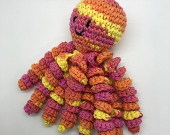 Crochet Octopus for Preemies, Crochet Octopus for Babies in Pink, Orange and Yellow  Color, Crochet Amigurumi