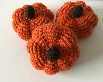 Crochet pumpkin ornament, crochet pumpkin amigurumi, set of 3