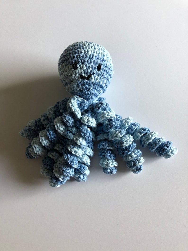 Crochet Octopus for Preemies, Crochet Octopus for Babies in shades of blue, Crochet Amigurumi, NICU Octopus image 1