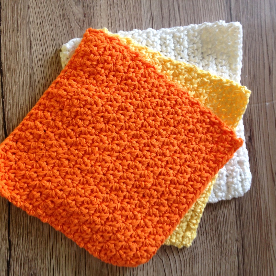 Cotton Crochet Dishcloth Cotton Washcloth Cotton Dishrag Set of 3